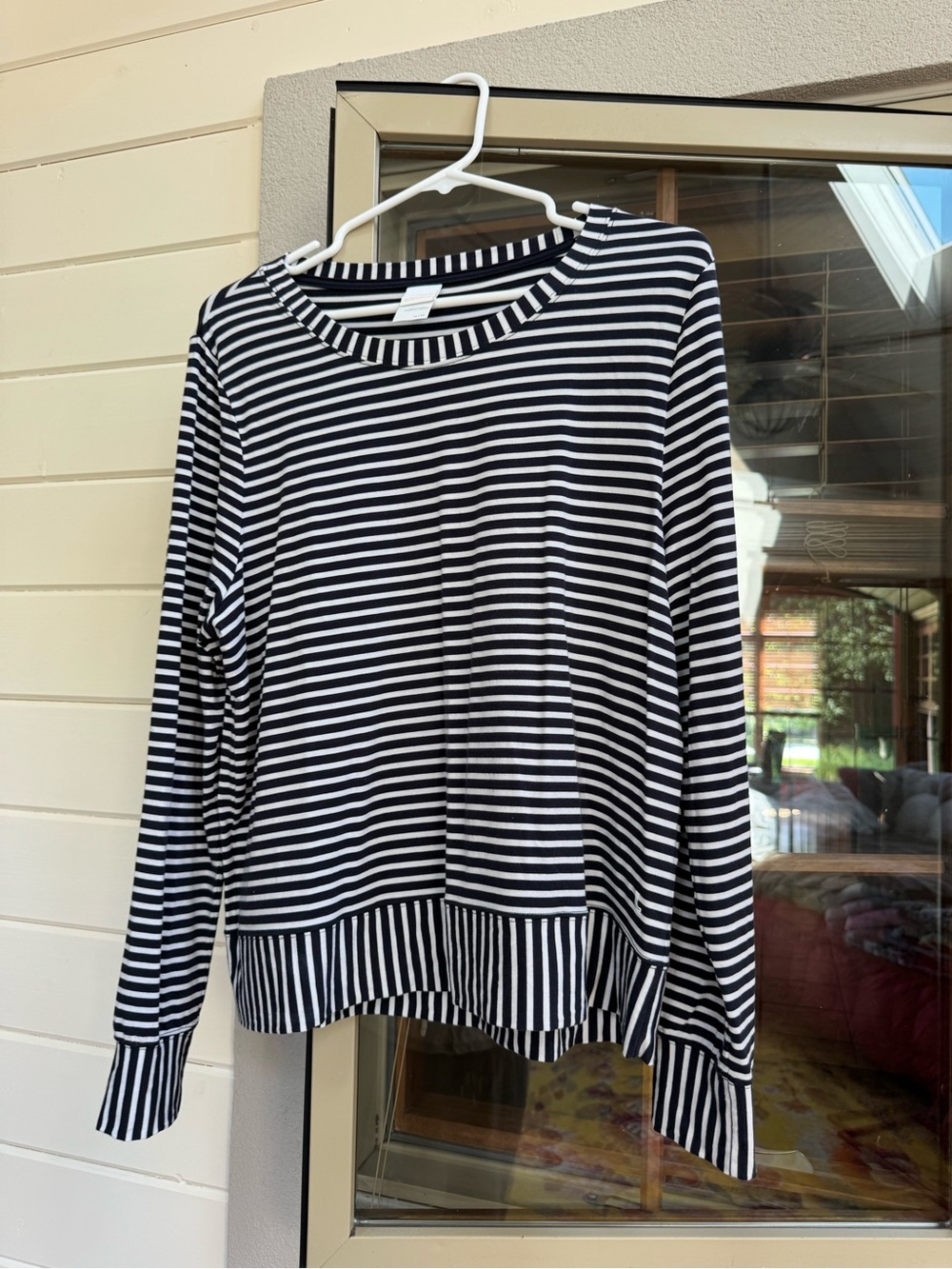 Lole Black and White Striped Long Sleeve Tee